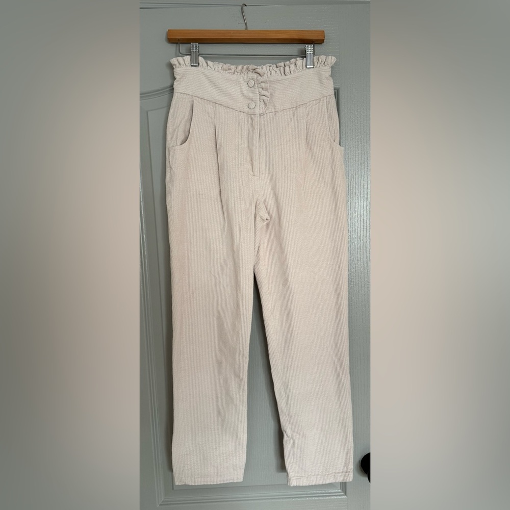 Rosae Paris cream cord high ruffle waist pant. FR38. Excellent condition.